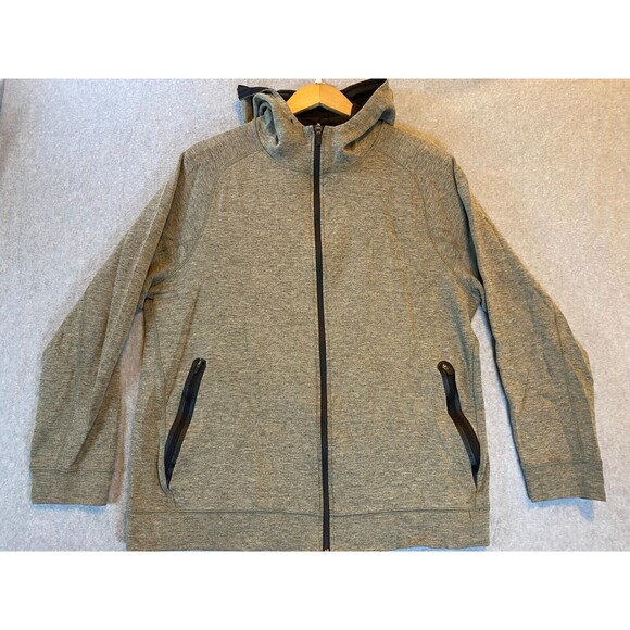 Zella‎ Jacket Women's Large Heather Gray Cotton Raglan Sleeve Hooded Full Zip - Picture 1 of 16